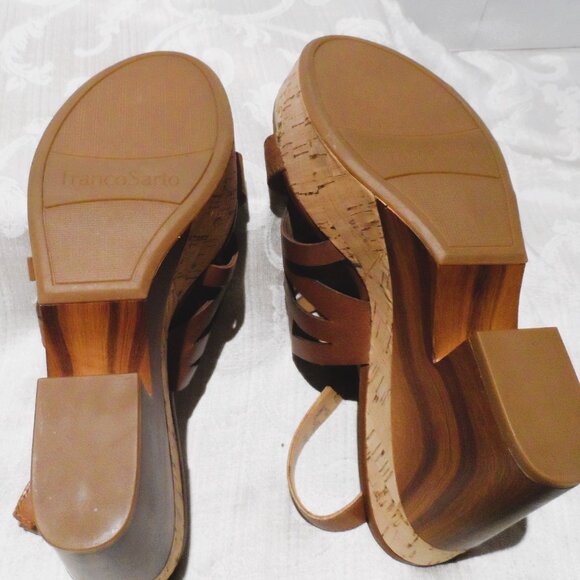 Franco Sarto Brown Wedge leather Sandals - NEW - Picture 8 of 10